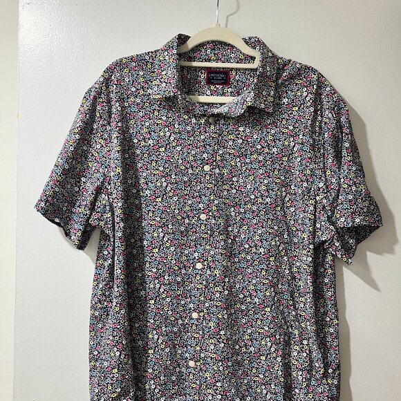 🌿 UNTUCKit Garganega Men's Navy Floral Short Sleeve Button-Up Shirt - XL - Picture 5 of 9